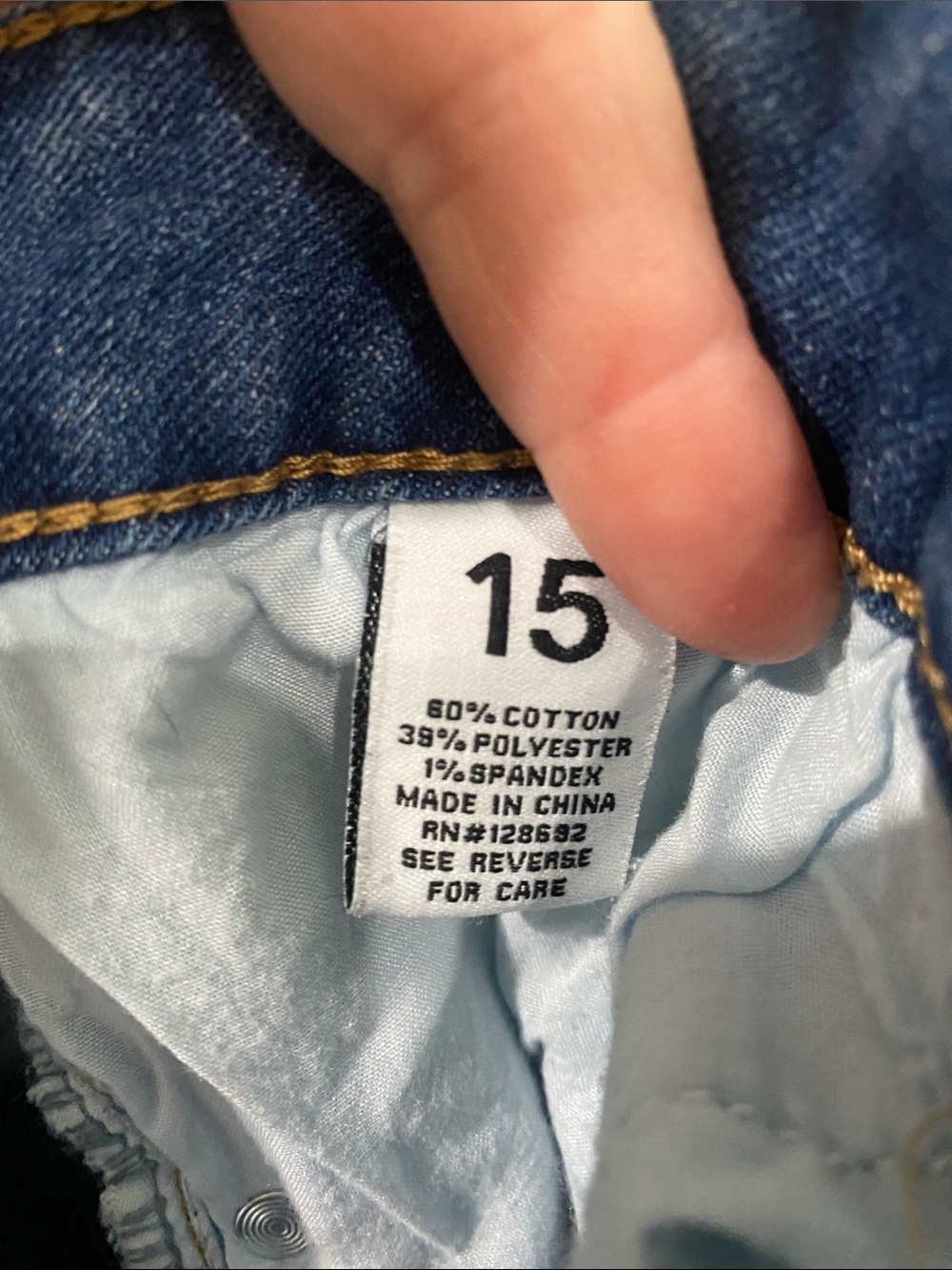 NYC Two-Tone Crop Flare Jeans in Blue size 15 juniors 18”waist 12”rise 28-29”L - Picture 3 of 3